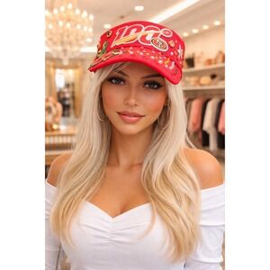 San Francisco‎ 49ers Red Visor Cap design with Logo and rhinestones